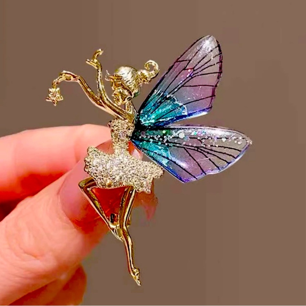 Ballerina Girl Angel Inlaid Zirconia Brooch Alloy Rhinestone Sequin Corsage New